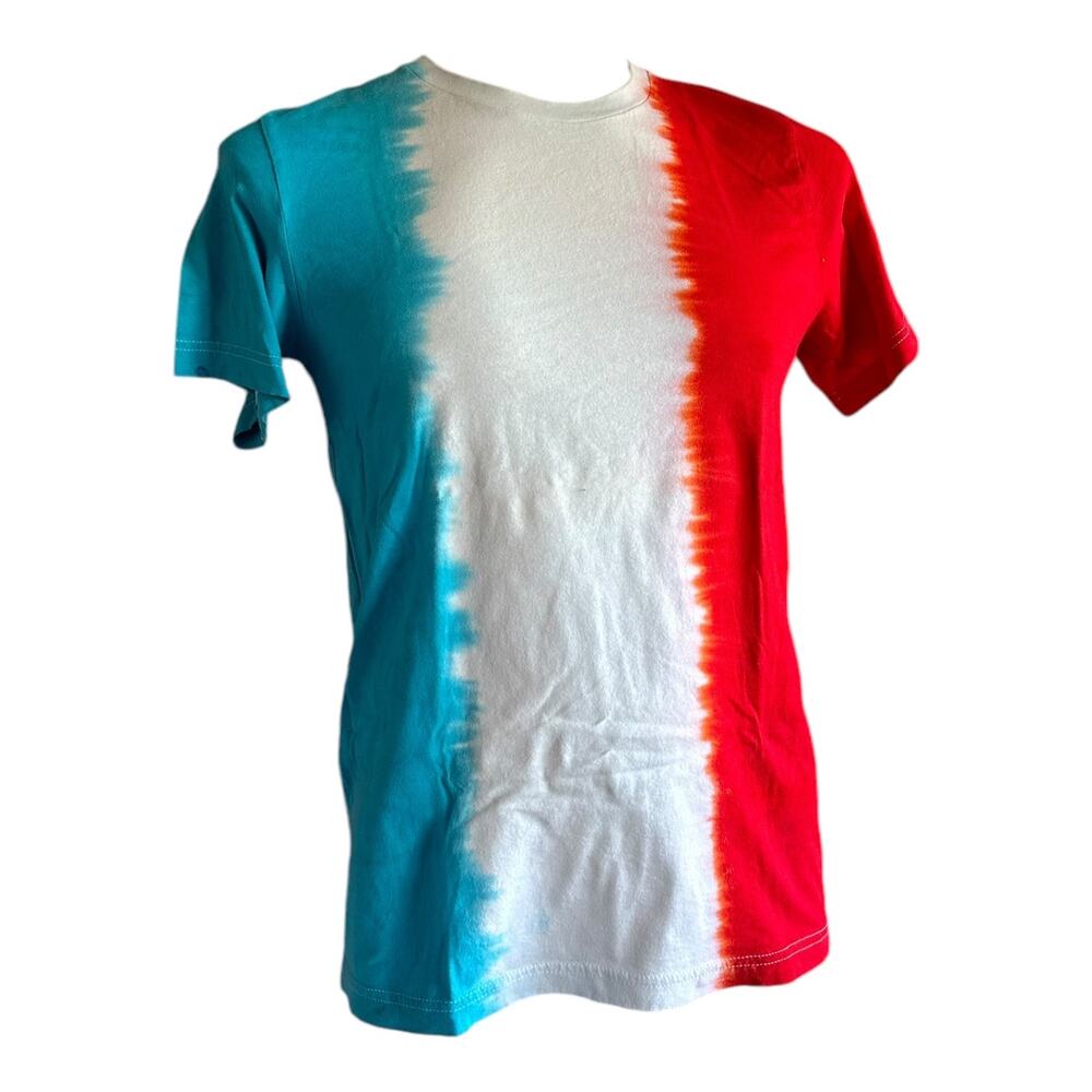 Unisex T-Shirt Size Medium Cotton Handmade Tie Dye Red White Blue USA Brand New